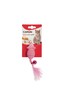 Latex rattle with a feather, pink, 11cm, AG0367