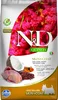 N&D dog quinoa bezgraudu sausā barība ar paipalu, kvinoju, kokosriekstiem un kurkumu, pieaugušiem mazo šķirņu suņiem, skin&coat 7kg